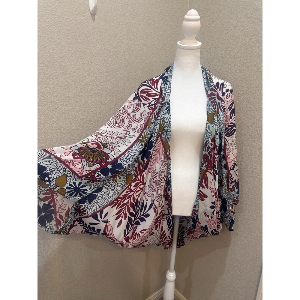 Anthropologie Cocoon Kimono Wrap Chiffon Shawl OS Floral Boho Hippie Lightweight